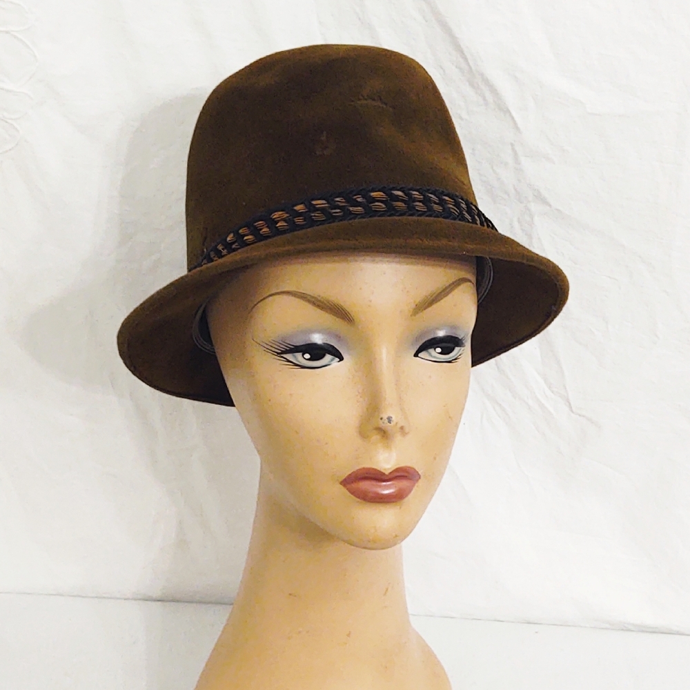 Vintage Knox Twenty New York Brown Fur Fedora Hat- Size 7